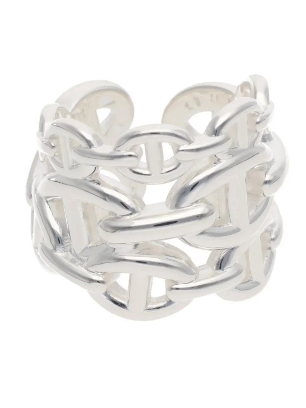 Hermes Chaine D'ancre Enchainee GM Silver Ring